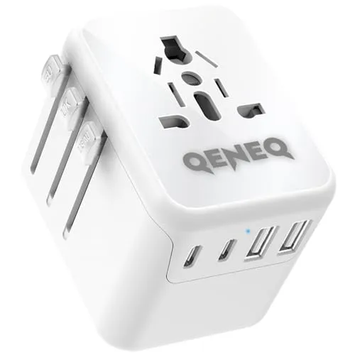 Universal Reiseadapter - Weltweit Reisestecker mit 2 USB-C und 2 USB-A - Internationaler Netzadapter für 5 Geräte gleichzeitig: Kompakt, sicher und ideal für Reisen in über 150 Länder.