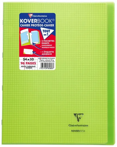 Clairefontaine Koverbook 24x32 cm - 10er Pack - Blöcke & Formulare, 48 Blatt kariert 5/5 mit robustem Einband aus transparentem Polypropylen für optimalen Schutz und Langlebigkeit.