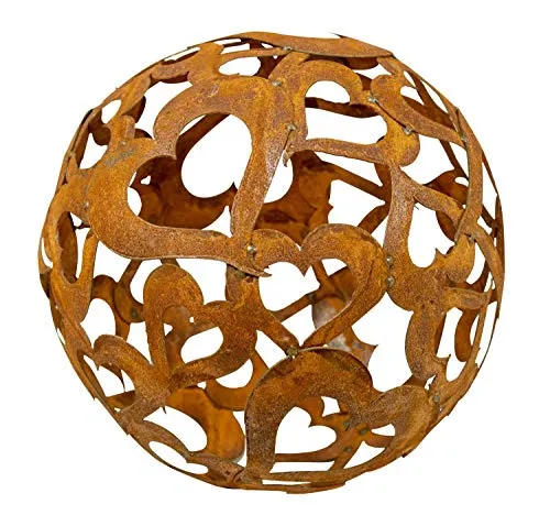 Manufaktur Lichtbogen Edelrost Gartenkugel Herz 30 cm