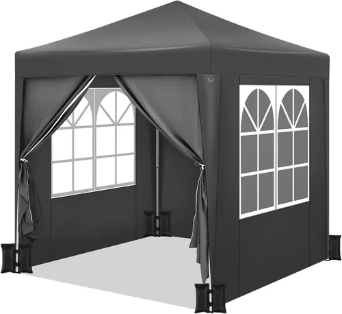 Woltu Faltpavillon 2x2 m mit 4 Seitenteilen in schwarz von WOLTU