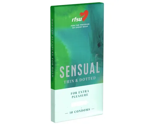 Rfsu Kondome Sensual (Thin & Dotted for Extra Pleasure) Packung mit, 10 St., anatomische Kondome mit Noppen für pure Stimulation