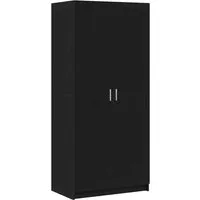 vidaXL Kleiderschrank mit Tür Schwarz 80 x 51 x 180 cm - Drehtürenschrank aus hochwertigem Holzwerkstoff, bietet großzügigen Stauraum und modernes Design mit flächenbündigen Türen für eine stilvolle und aufgeräumte Ästhetik.