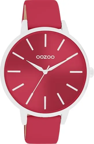 Produktbild OOZOO Quarzuhr Damen C11544 – Trendige 38 mm Armbanduhr mit kirschrotem Gehäuse und Lederband