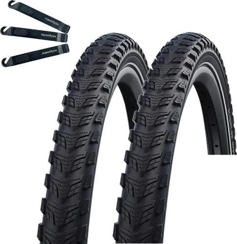 Schwalbe Marathon 365 Fahrradreifen in Schwarz Reflex 55-622 (28 x 2,15) inkl. maxxi4you Reifenheber 2 x