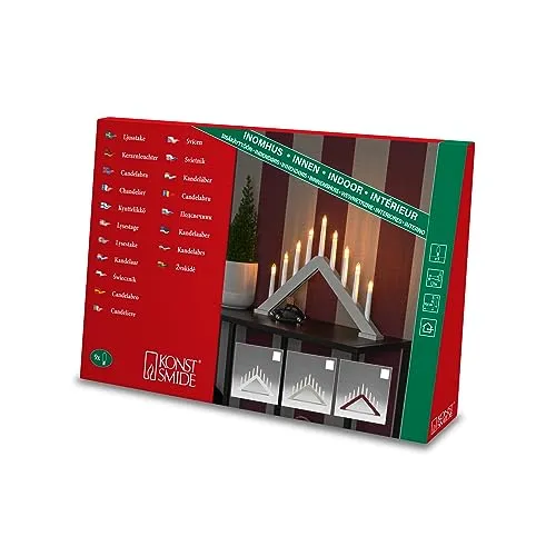 Konstsmide Holzleuchter 3984-205 - Weihnachtsbeleuchtung mit 9 klaren Birnen, sorgt für warmes und gemütliches Licht, ideal für die stimmungsvolle Innenraumdekoration.