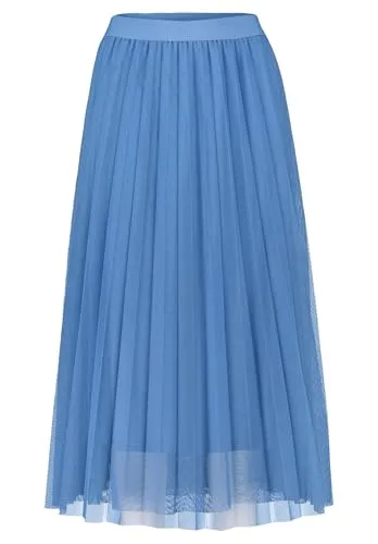 Betty & Co Damen Midirock mit Plissee 38, Blau in blau von Betty & Co