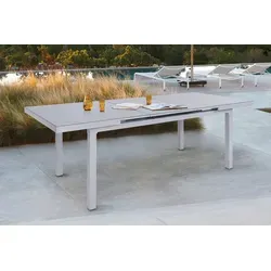 OUTFLEXX Premium Ausziehtisch, silber/grau, Alu/Glas, 180/240x100cm, automatischer Ausziehmechanismus