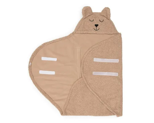 Jollein Einschlagdecke Puckdecke Bear Boucle Biscuit - Sitzverkleinerer aus 100% Organic Baumwolle, ideal für Babyschalen, bietet Sicherheit und Komfort für Ihr Baby.