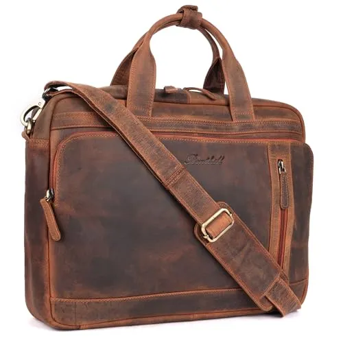 Benthill Laptoptasche aus Echtleder für Herren & Damen – Stilvolle Schultertasche für Büro und Freizeit, Farbe: Braun - Entdecken Sie die Benthill Aktentasche aus hochwertigem, naturbelassenem Leder. Mit viel Stauraum für Laptop und Dokumente, ideal für den täglichen Einsatz und elegant im Vintage-Look.