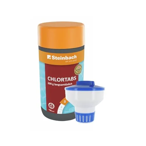 Steinbach Poolpflege-Set | Chlordosierschwimmer Maxi Ø 17 cm - Dosierschwimmer für präzise Chlordosierung in Pools, ideal für sicheres Wasser und einfache Anwendung – perfekt für alle Poolgrößen und Salzwasser geeignet.