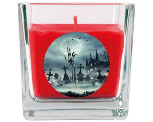 HS Candle Duftkerze (Dekokerze, 1-tlg), Halloween - Kerze im Bonbon Glas, Ideale Herbstdeko