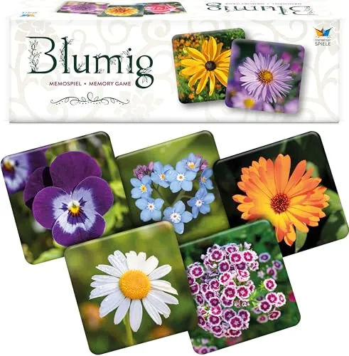 Starnberger Spiele Blumig - Memospiel für Blumenliebhaber - Gesellschaftsspiel mit 36 Blumenmotiven auf 72 Karten, fördert Gedächtnis und Konzentration für 2-6 Spieler ab 6 Jahren. Hochwertig und nachhaltig in Deutschland hergestellt.