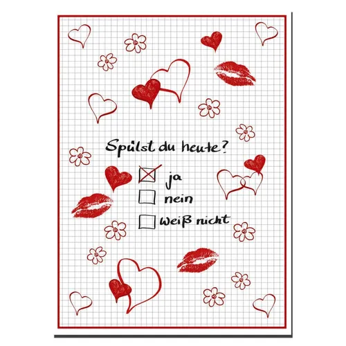 Geschirrtuch 50 x 70 cm Spültuch Halbleinen Geschenk Spruch Liebe Herz  Kracht