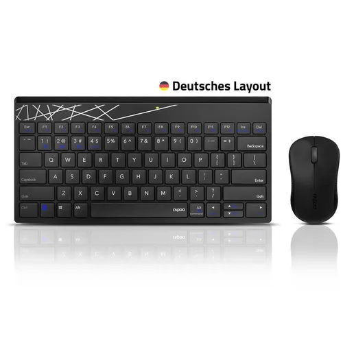 Rapoo 8000M Kabelloses Tastatur- und Maus-Set, Multimodus Bluetooth & 2,4 GHz, DE-Layout, ergonomisch und platzsparend -
