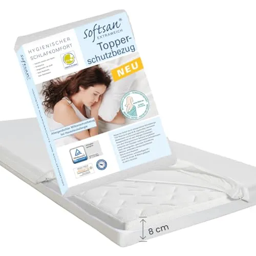 Softsan Extraweich Allergiker Matratzenbezug für Boxspring Topper - Hochwertiger, milbendichter Matratzenbezug (90 x 200 x 8 cm) für optimalen Schutz und Komfort. Ideal für Hausstauballergiker, sorgt für angenehme Nachtruhe.