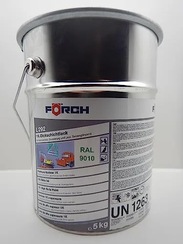 Förch 4 in 1 RAL 9010 REINWEIß WEISS DICKSCHICHTLACK LACK EIMER PINSELN 5L