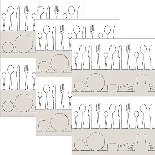 Kracht Geschirrtuch im 3er-Pack, Halbleinen mit Besteck-Motiv - Hochwertige Halbleinen Geschirrtücher im 3er-Pack mit stilvollem Besteck-Druck. Saugstark und fusselfrei, ideal für jede Küche.