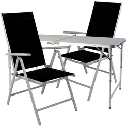 Höhenverstellbares 3-teiliges Campingmöbel Set in schwarz von Mojawo