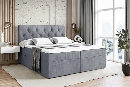 ALTDECOR Boxbett MIRAGE mit Topper und zwei Matratzenoptionen - Boxspringbett für erholsamen Schlaf, ausgestattet mit zwei Bettkästen für optimalen Stauraum und einem Gratis-Topper, der sich ideal anpasst und für hohen Komfort sorgt. Erhältlich in verschiedenen Größen.