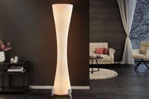 riess-ambiente Stehlampe PARIS X 180cm weiß/silber - Standleuchten mit modernem Design, beeindruckender Höhe von 180 cm und pflegeleichtem Lampenschirm aus Latex für eine elegante Ausstrahlung in jedem Wohnraum.