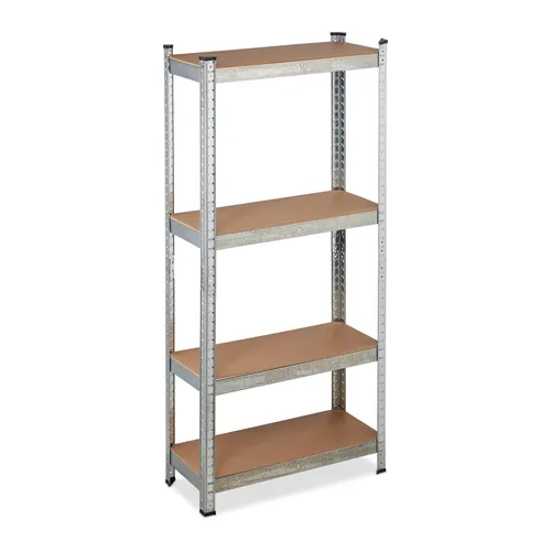 Schwerlastregal Steckregal Metallregal 4 Böden - Regalsysteme mit 4 stabilen Böden, aus verzinktem Stahl für hohe Tragfähigkeit, ideal für Lager und Werkstatt.