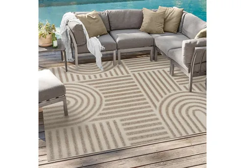 SANAT Berlin Wetterfester Outdoor Teppich 140x200 cm - Teppich für Innen- und Außenbereiche, pflegeleicht aus 100% Polypropylen, ideal für Terrasse und Garten, kinder- und haustierfreundlich