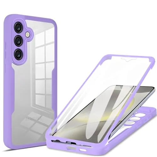 betterfon 360 Grad Hülle Kompatibel mit Samsung Galaxy S24 FE | Handyhülle mit eingebautem Displayschutz für Galaxy S24 FE | Lila