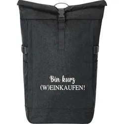 Huuraa Kurierrucksack Bin kurz (W)Einkaufen Schriftzug 30-44 Liter Black Melange Fairtrade Rolltop Rucksack Geschenkidee - Schwarz