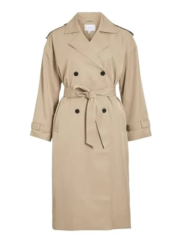 Vila Trenchcoat VIADDISON L/S LONG TRENCHCOAT - NOOS braun XS (34) - Modischer Trenchcoat aus 100% Polyester, pflegeleicht und ideal für jeden Anlass. Mit Reverskragen und Eingrifftaschen bietet er Stil und Funktionalität.