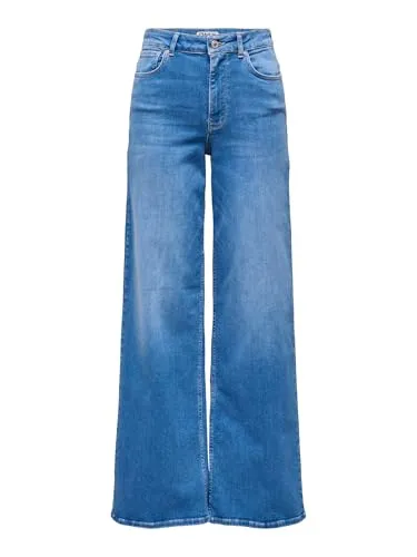 ONLY Female Jeans ONLMADISON mit weitem Bein und hoher Taille - Stylische Jeans mit weitem Beinschnitt für einen modernen Look. Aus 72% Baumwolle und 20% recycelter Baumwolle, ideal für nachhaltige Mode.