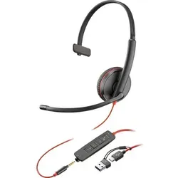 Poly Blackwire 3215 Monaural Headset - Headset mit einseitigem Design, ideal für konzentriertes Arbeiten und Telefonate, bietet klaren Klang und hohen Tragekomfort.