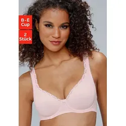 PETITE FLEUR Damen T-Shirt-BH mit Baumwolle & Spitze - Eleganter T-Shirt-BH im praktischen Doppelpack, mit nahtlosen Cups und feiner Baumwollqualität für höchsten Tragekomfort. Die dekorative Spitze verleiht dem Basic-BH eine besondere Note.