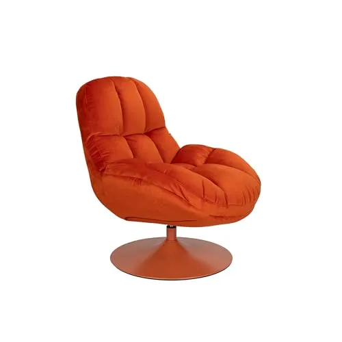 Housecraft Living Beefy Fauteuil Orange - Drehbarer Sessel mit weichem Samtstoff und stabilen Metallfüßen. Ideal für stilvolles Wohnen und hohen Sitzkomfort.