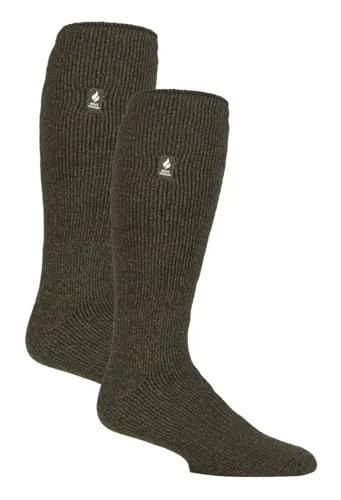 HEAT HOLDERS Herren 2 Paar Thermo Kniestrümpfe Dicke Winter Warme Extra Lang Socken mit Innenfleece für Winter (39-45, Waldgrün)