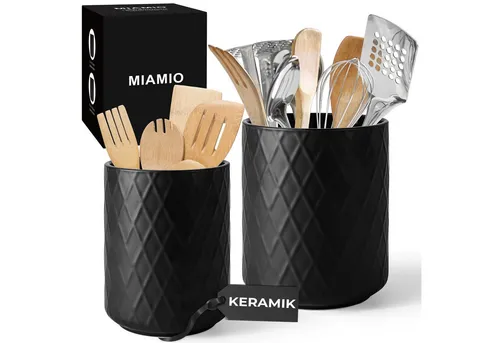 MiaMio Tasse Palmanova Utensils Holder Set of 2 Black von MiaMio