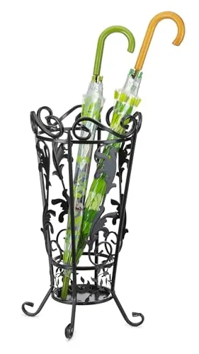 HowHomely Vintage Schirmständer Regenschirm aus Metall | Regenschirmständer Schwarz 63x32cm | Regenschirm Ständer zur Dekoration von Büro Flur oder Eingangsbereich