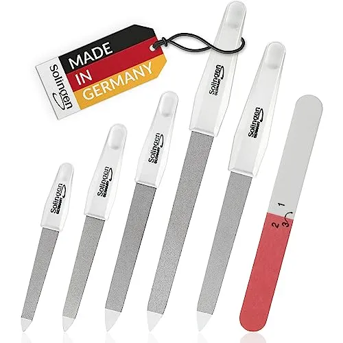 marQus Saphir Nagelfeilen Set - Hochwertiges SIX-Pack aus Solingen, grobe und feine Seite, 9 bis 17.6 cm Länge - Professionelle Saphierfeilen für perfekte Nagelpflege inkl Polierfeile made in Germany