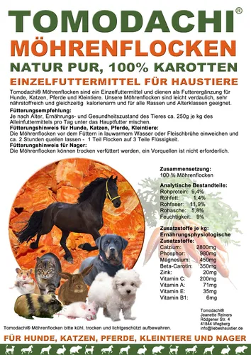 Produktbild Möhrenflocken Hund BARF Gemüse Karottenflocken Vitamine fettarme Diät Hund 10kg
