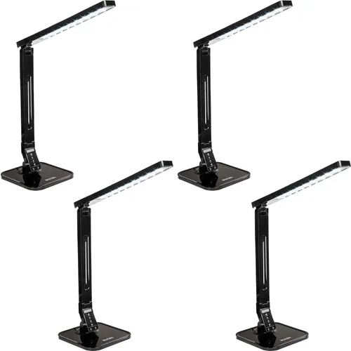 TecTake Schreibtischlampe LED dimmbar klappbar 4er Set - 14W - Tischleuchten mit Touchpanel, 5-stufiger Helligkeitsregelung und 4 Farbmodi für optimale Beleuchtung. Integrierter USB-Anschluss zum Laden von Geräten, perfekt für jeden Arbeitsplatz.
