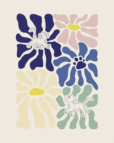 Komar Wandbild- Disney The Lion King Between Flowers - Größe 40 x 50 cm - Poster, Kinderzimmer, Dekoration - gerollt ohne Rahmen, Bunt