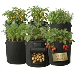 Garten Pflanzsack 6er Set XXL | 30 Liter | Sichtfenster & Tragegriffe - Praktisches 6er Set Pflanzsäcke aus atmungsaktivem Vliesstoff (30 Liter) für flexiblen Anbau von Gemüse. Sichtfenster für einfache Ernte, stabile Tragegriffe für müheloses Versetzen. Wiederverwendbar und waschbar!