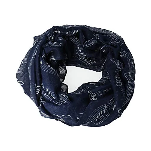 mugesh Rund-Schal Notenzeile blau-weiß groß in blau von Mugesh