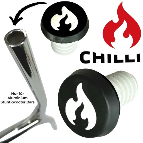 Chilli Barends Plugs Stunt-Scooter Alu Lenker-Stopfen (1 Paar) Schwarz / weiss