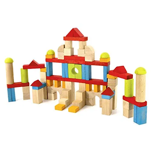 Jeujura J8243 Holzbausteine in Box, Mehrfarbig, 82 Stück