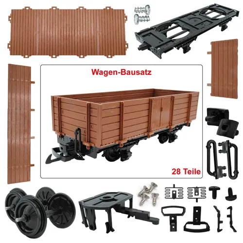 Hochbordwagen braun als modularer Modellbausatz für Spur-G Gartenbahn Zubehör