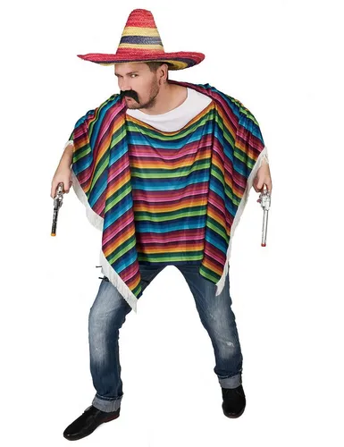 JADEO Kostüm Mexikanischer Poncho Wilder Westen Kostüm-Accessoire bunt
