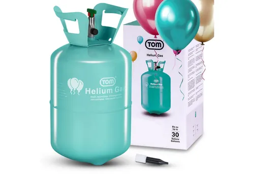 TOM Helium für Ballons mit 100m Schnur - Helium für Ballons, 7 Liter, ideal für Partys und Veranstaltungen, sorgt für lange Schwebezeiten und kommt mit praktischer Einfülldüse