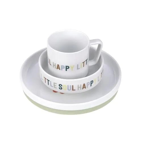 LÄSSIG Kindergeschirrset Porzellan mit Silikonring in weiß von LÄSSIG