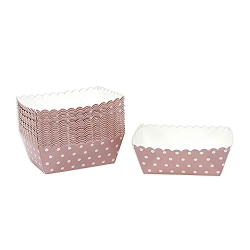 Frau WunderVoll® Kuchen Backformen 24 Stück, rosa weiße Punkte/Mini Kuchenform Backformen, Backförmchen, Muffin Backform, Papierbackform, Förmchen Papier Kastenform Einweg Backform