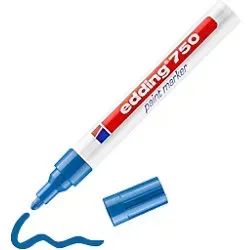 edding 750 Lackmarker - blauer Lackstift mit Rundspitze 2-4 mm für präzise Markierungen auf Metall, Glas und Kunststoff
